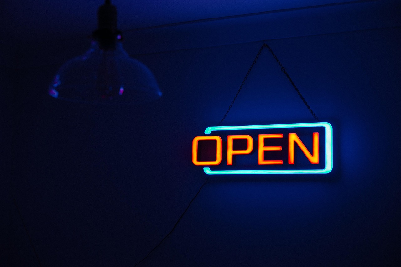open sign, neon lights, illuminated, signage, dark, light, neon, neon sign, open, sign, open sign, neon, neon, neon, neon, open, open, open, open, open